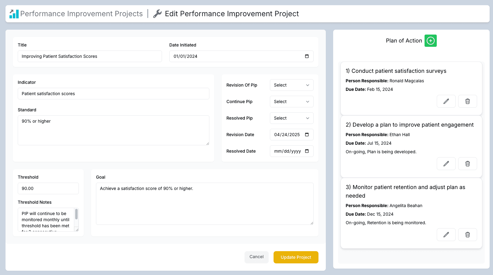 Performance Improvement Projects 1